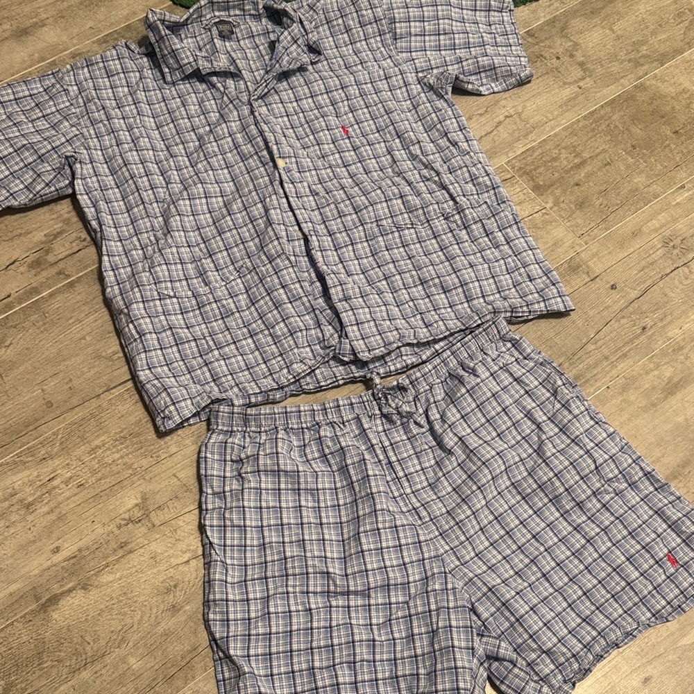 Ralph Lauren polo  Blue and White Plaid Pajama set. XL